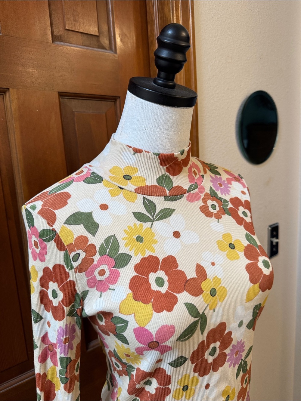 Sezane Floral Mock-Neck Long Sleeve Top Size L - Picture 11 of 11